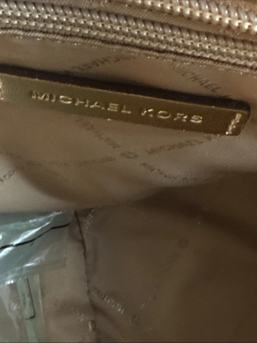 Michael Kors Metallic Gold MK Signature Shoulder Tote